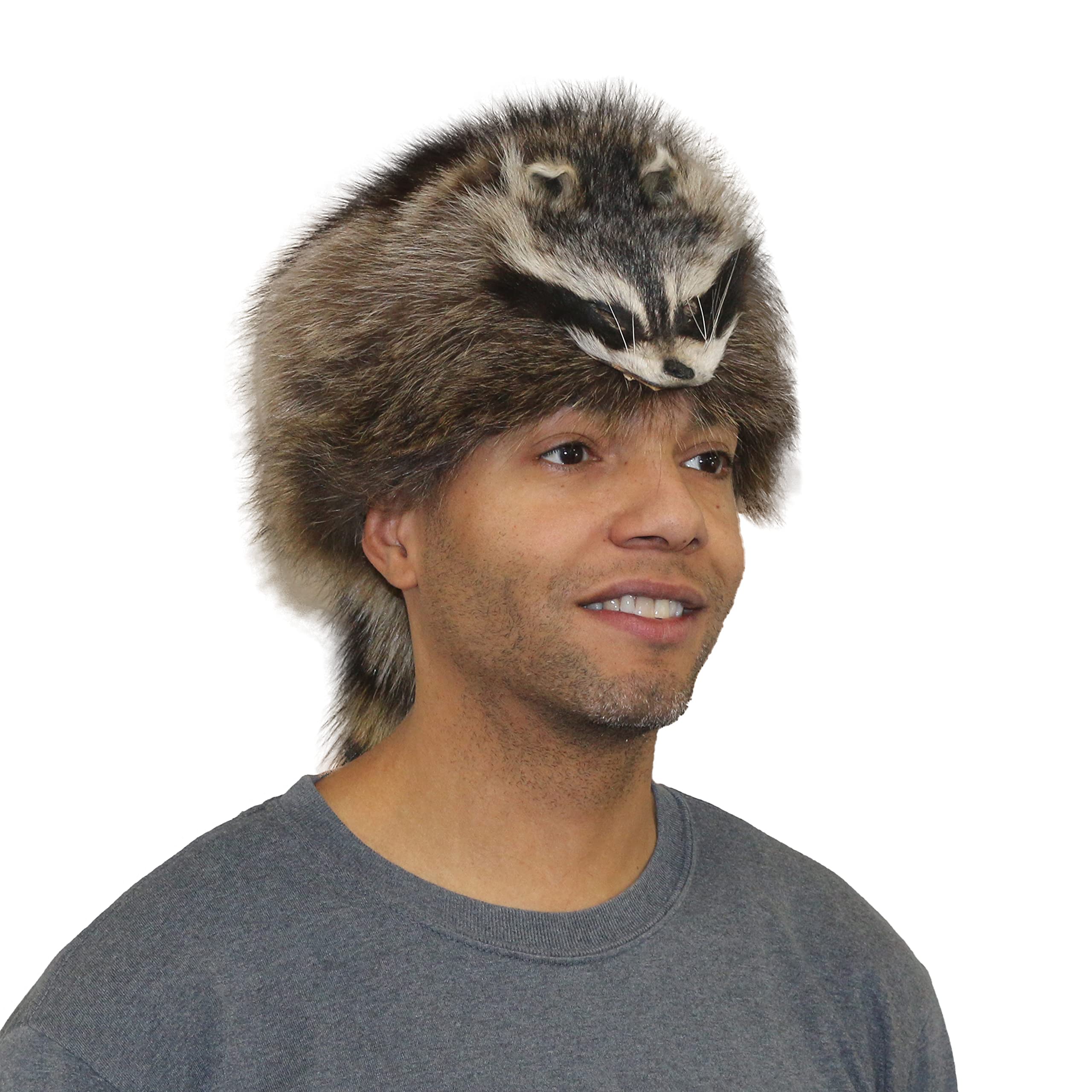 Glacier Wear Raccoon Davy Crockett Fur Hat (XXL (24 1/4" - 24 7/8")) Black