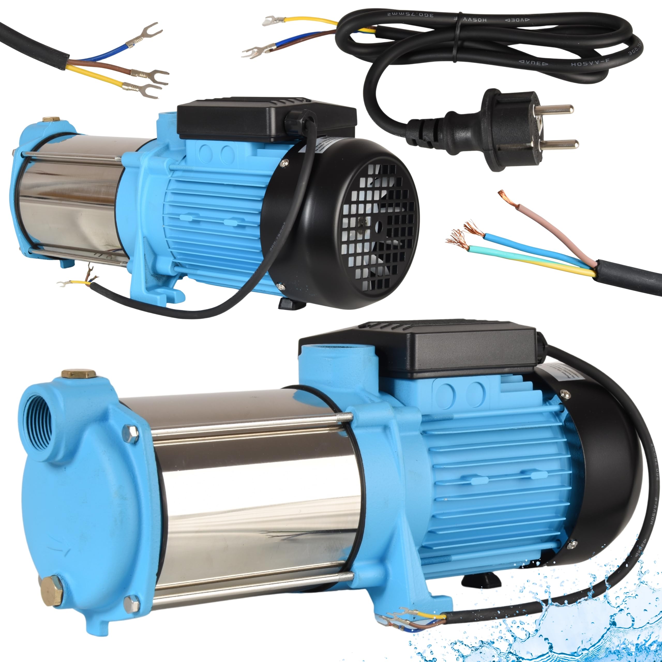 Wasserpumpe MAX-H 1300 (1300 W, 6000 l/h Förderleistung, 55 m Förderhöhe) - für Sauberes Wasser - Hauswasserwerk Gartenpumpe Bewässerungspumpe Regenwasserpumpe
