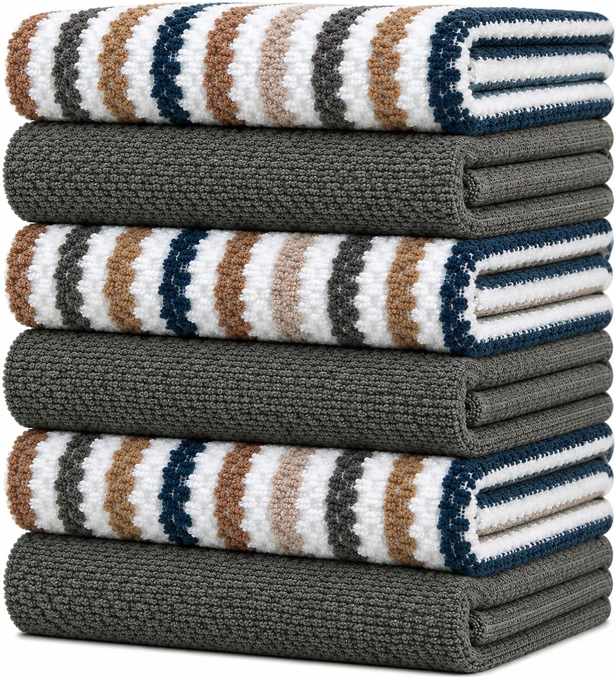 Bumble Kitchen Towels 6 Pack 100% Cotton Dish Towels, 16"x26" - Grey