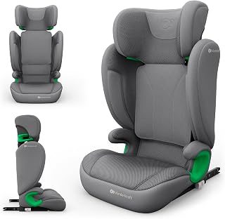 Kinderkraft JUNIOR FIX2 PRO I-SIZE Seggiolino auto 15-36 kg, Gruppo 2-3, 100-150 cm, con Isofix, Poggiatesta regolabile, Sistemi di sicurezza, Leggero Facile da trasportare, Facile da pulire, Grigio