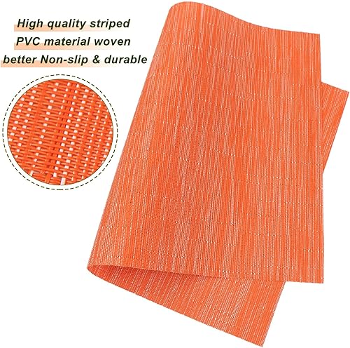 Miniatura 4 de Juego de 6 manteles individuales de vinilo de bambú, lavables, resistentes al calor, resistentes a las manchas, lavables, para mesa de comedor,