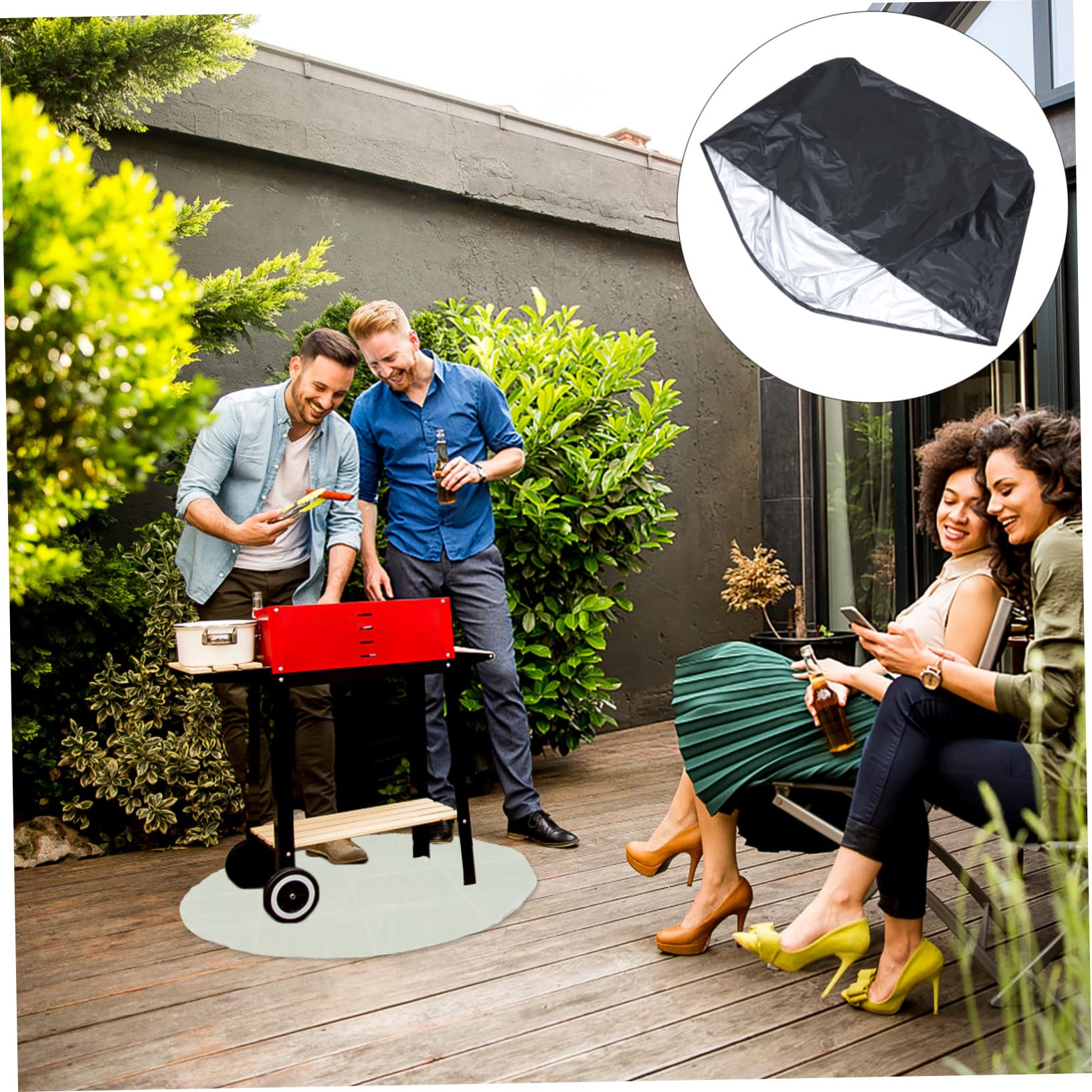 iplusmile Funda para Parrilla de Barbacoa Protectora de Poliéster Cubierta para Barbacoa de Exterior para Parrilla y Anti-Polvo para Usar Jardín o Terraza