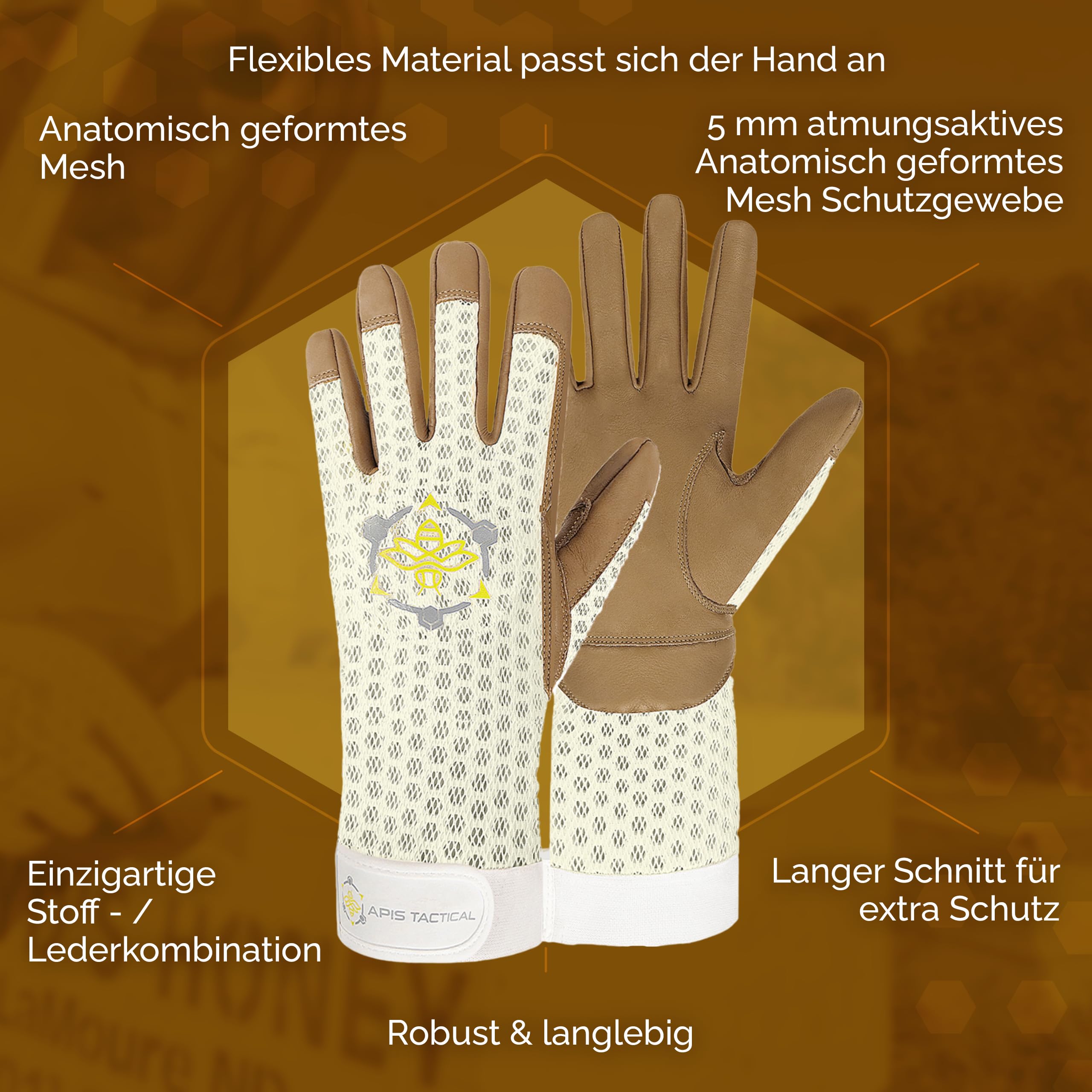 Imkerhandschuhe Rindsleder – Maximaler Stichschutz, Beige, XL | Lange Bienenhandschuhe für Imker | Sehr weich, griffig & atmungsaktiv | Heavy-Duty-Ausrüstung der Profi-Serie für Honigbienen