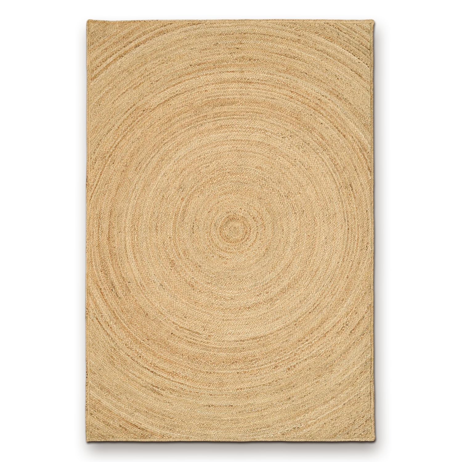 HANIESTA Pure Spiral Jute Rug 120x170 cm, Handmade Natural Rectangular Indoor Area Rug, 100% Jute Woven Carpet for Living Room, Bedroom, Hallway & Boho Decor