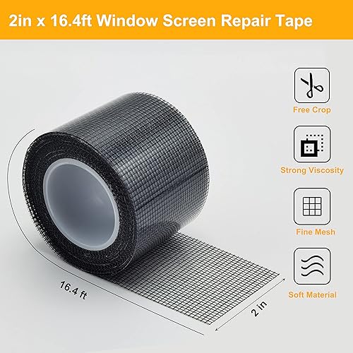 Miniatura 2 de Cokkitesany Kit de reparación de pantalla de ventana, 2 rollos de fibra de vidrio, kit de reparación para puertas de mosquitera, agujeros de 3