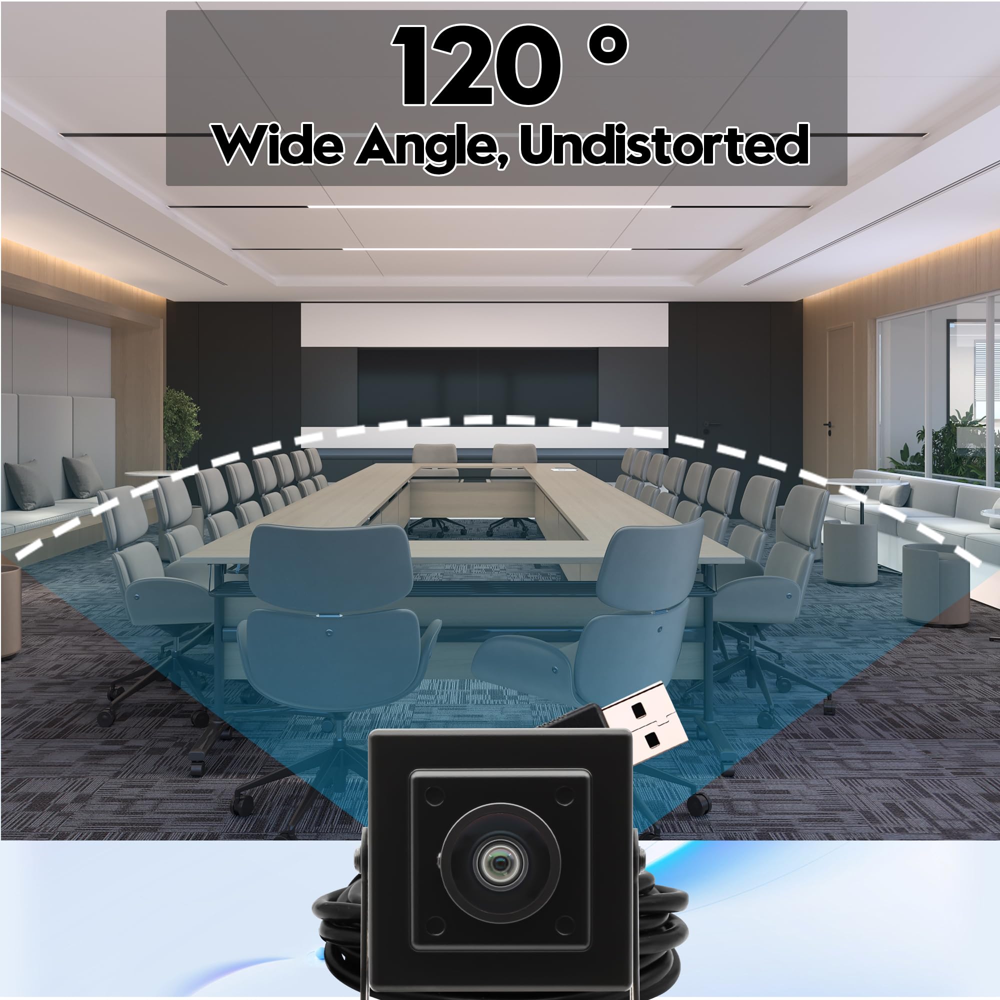 Svpro 16MP USB Kamera Weitwinkel 120 Grad verzerrungsfreie Webcam für Computer Laptop, Embedded Video Kamera mit Metallgehäuse IMX298 Machine Vision USB2.0 Industriekamera für 3D Drucker