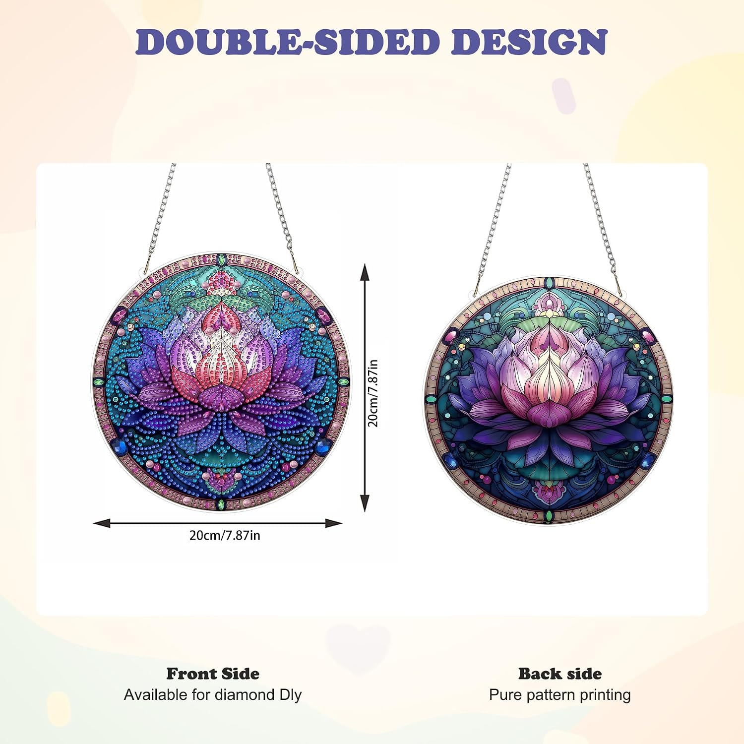 HEIBAGO Mandala Diamond Art Hanging Kits for Adults, Flower Diamond Art Suncatchers, 5D Special Shape Diamond Painting Pendant, DIY Window Ornament Gifts for Home Garden Door Wall Decor 8.3x8.3In image 4