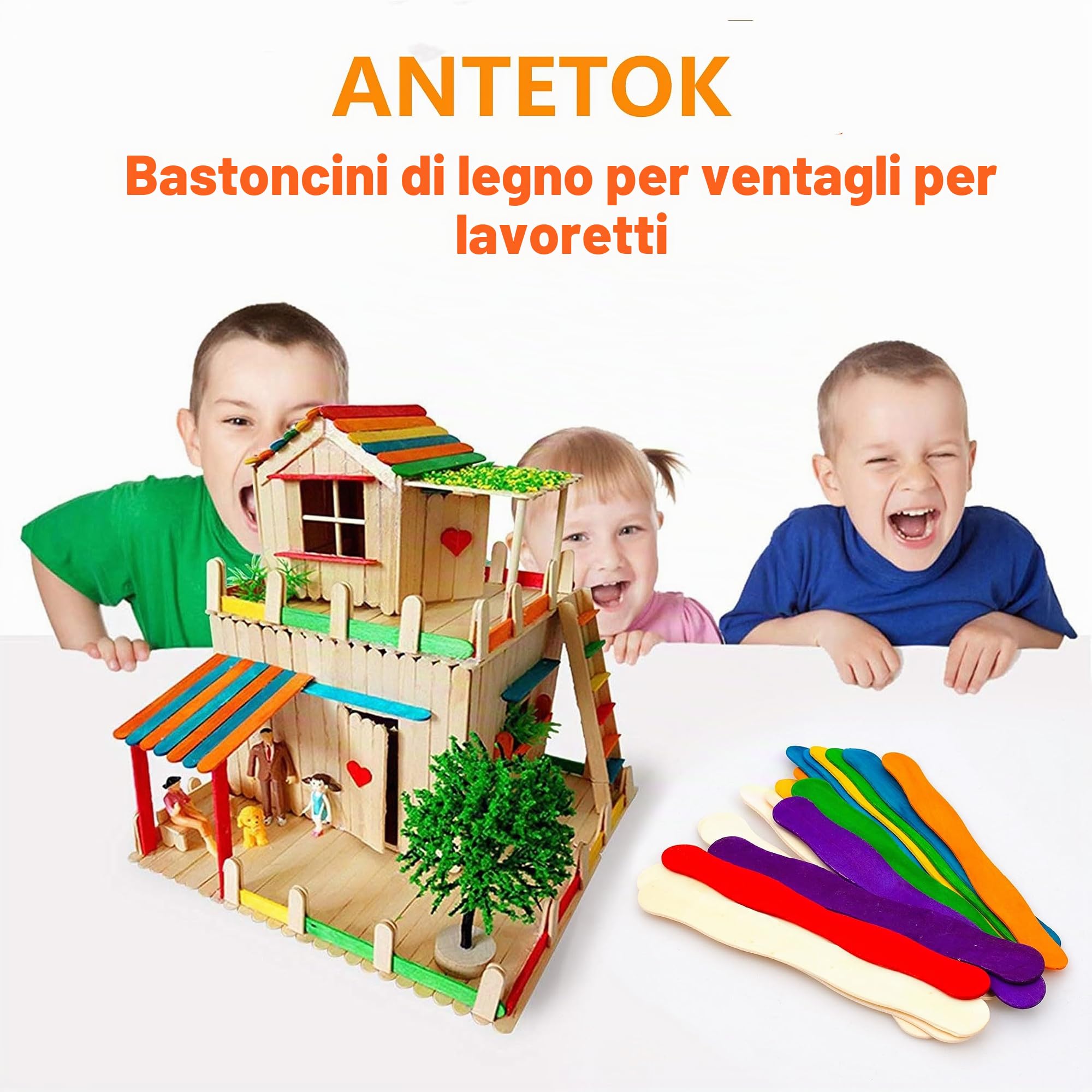 ANTETOK 200 bastoncini in legno per ghiaccioli di alta qualità, per matrimoni, progetti fai da te, miscelazione pittura
