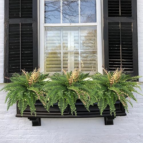 Miniatura 5 de Dremisland Helechos artificiales para exteriores, juego de 2 ramos de flores de 36 pulgadas de diámetro, helechos falsos grandes, helechos