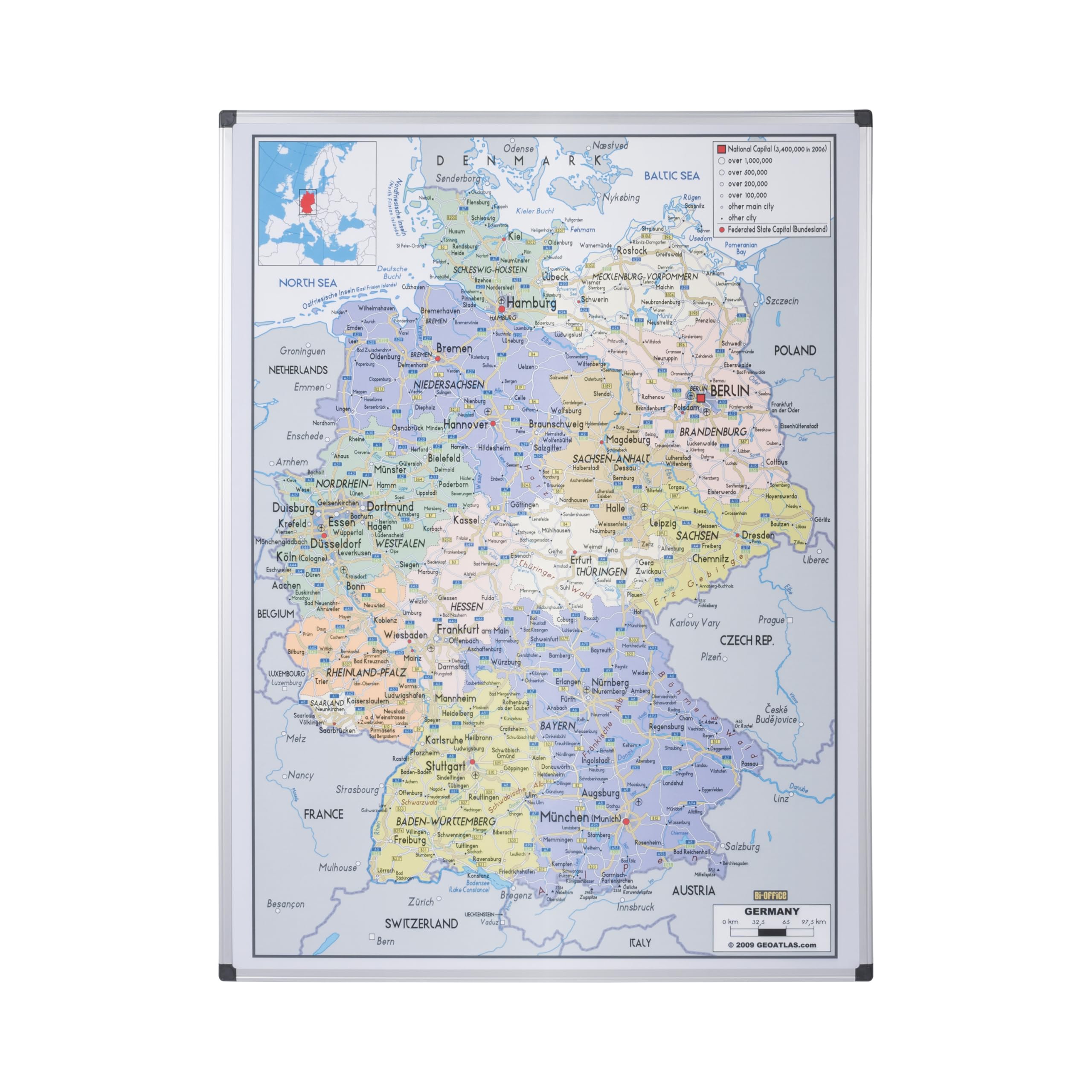 Bi-Office MAP0101002 Deutschlandkarte, laminiert oder magnetisch
