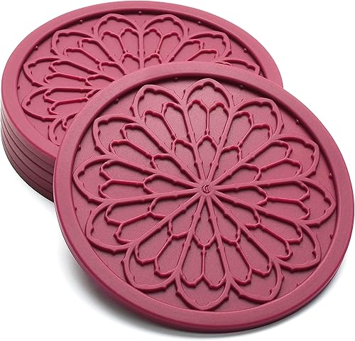 Posavasos de silicona para bebidas, paquete de 6 posavasos de 4 pulgadas para decoración estética de habitación, accesorios góticos para utensilios