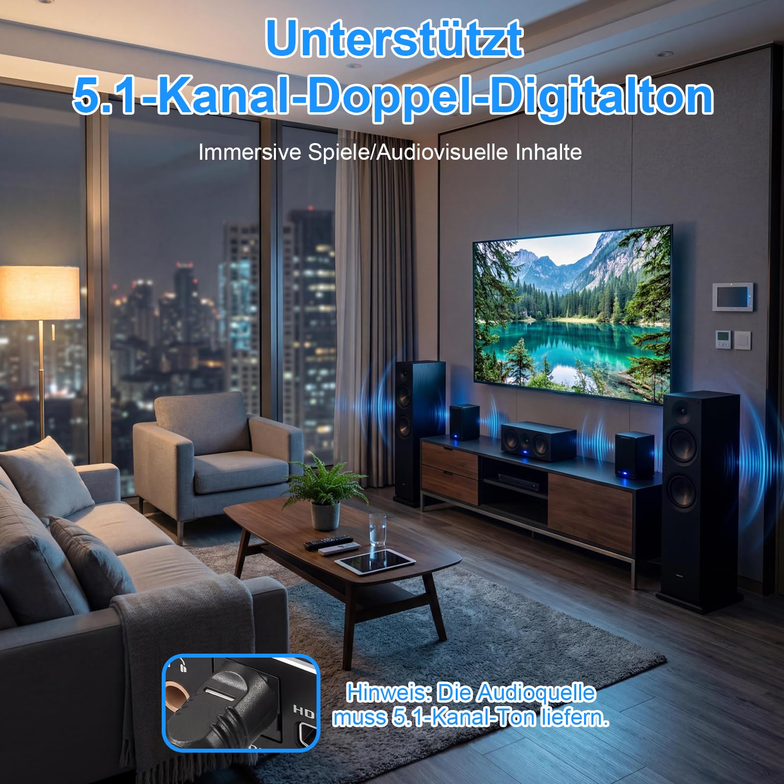 HDMI ARC Audio Extractor 4K 60Hz HDMI Optisch Adapter auf 3.5MM Converter Splitter, 192 KHz DAC Digital Analog Wandler, SPDIF TOSLINK Optical und 3,5MM Stereo-Audioausgang Unterstützt LPCM 7.1/DTS/DSD