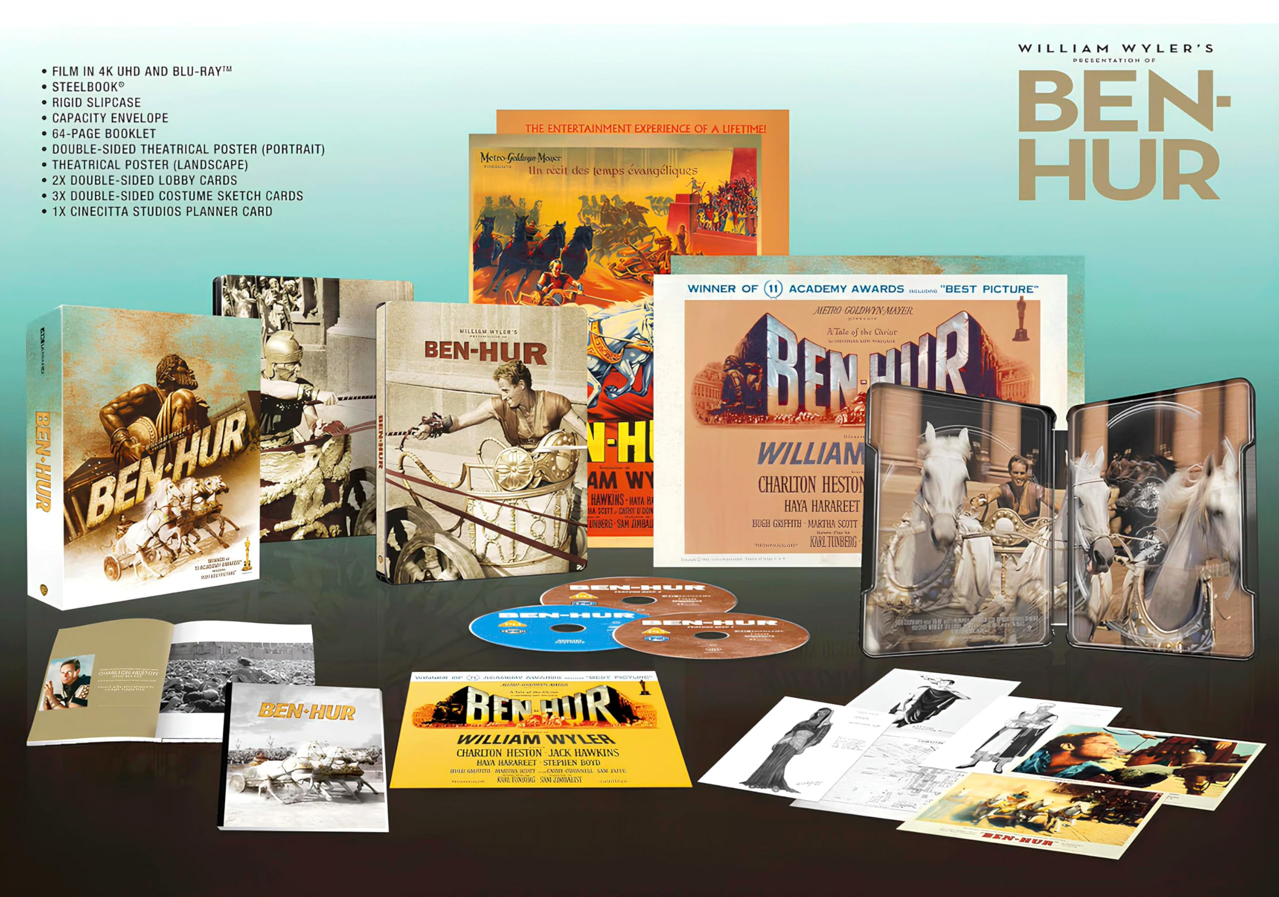 Ben-Hur (Limited Collector's Edition, Steelbook) [1959] [4K UHD + Blu-ray] [Region Free]