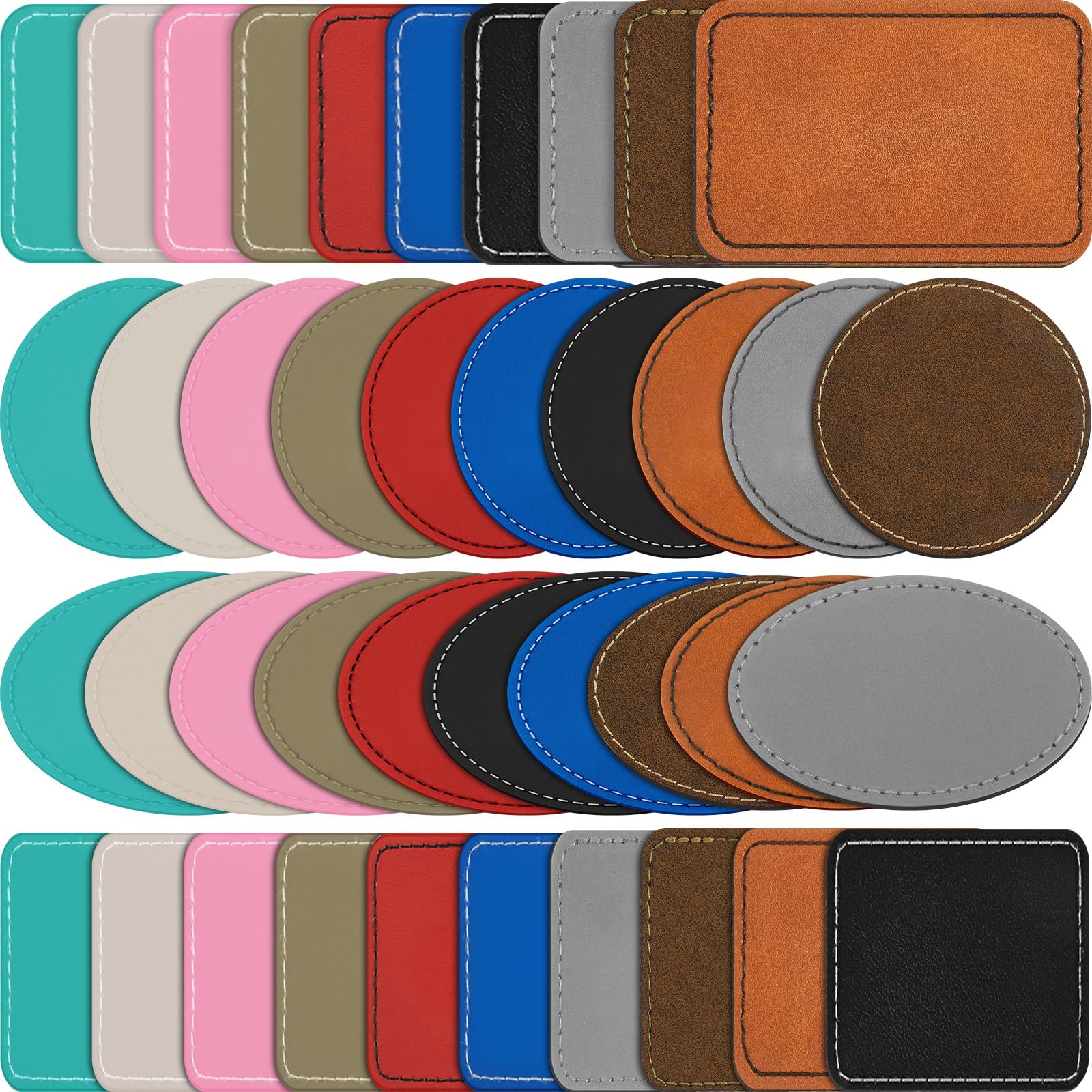 Dunzy 60 Pcs Blank Leatherette Hat Patches Colorful