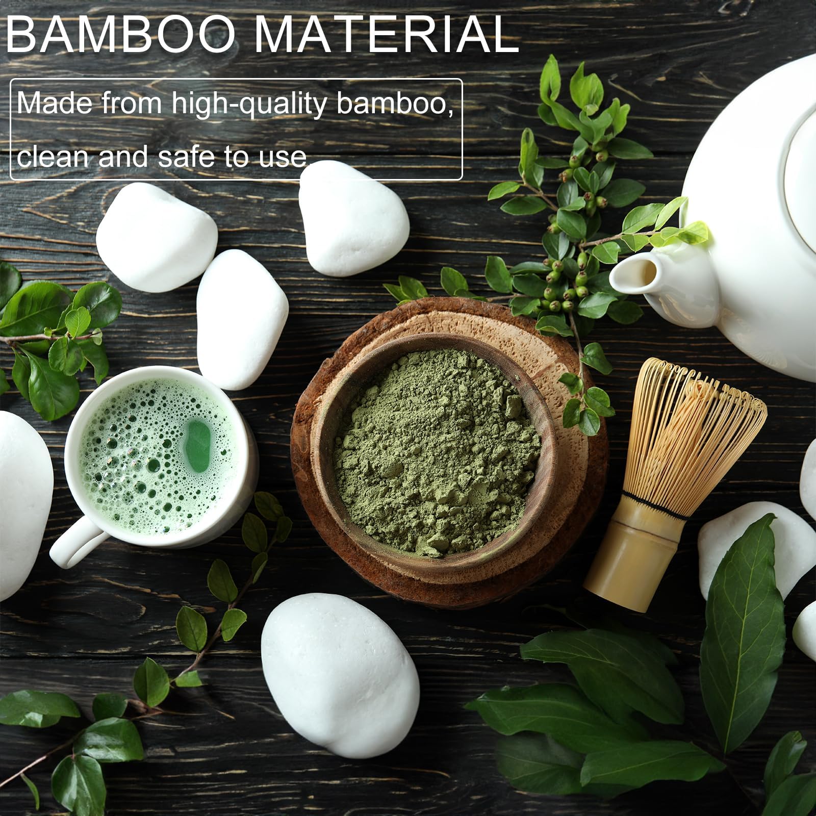 Batidor de Bambú Natural Chasen Tradicional de 100 Varillas Matcha, Té verde, 100T