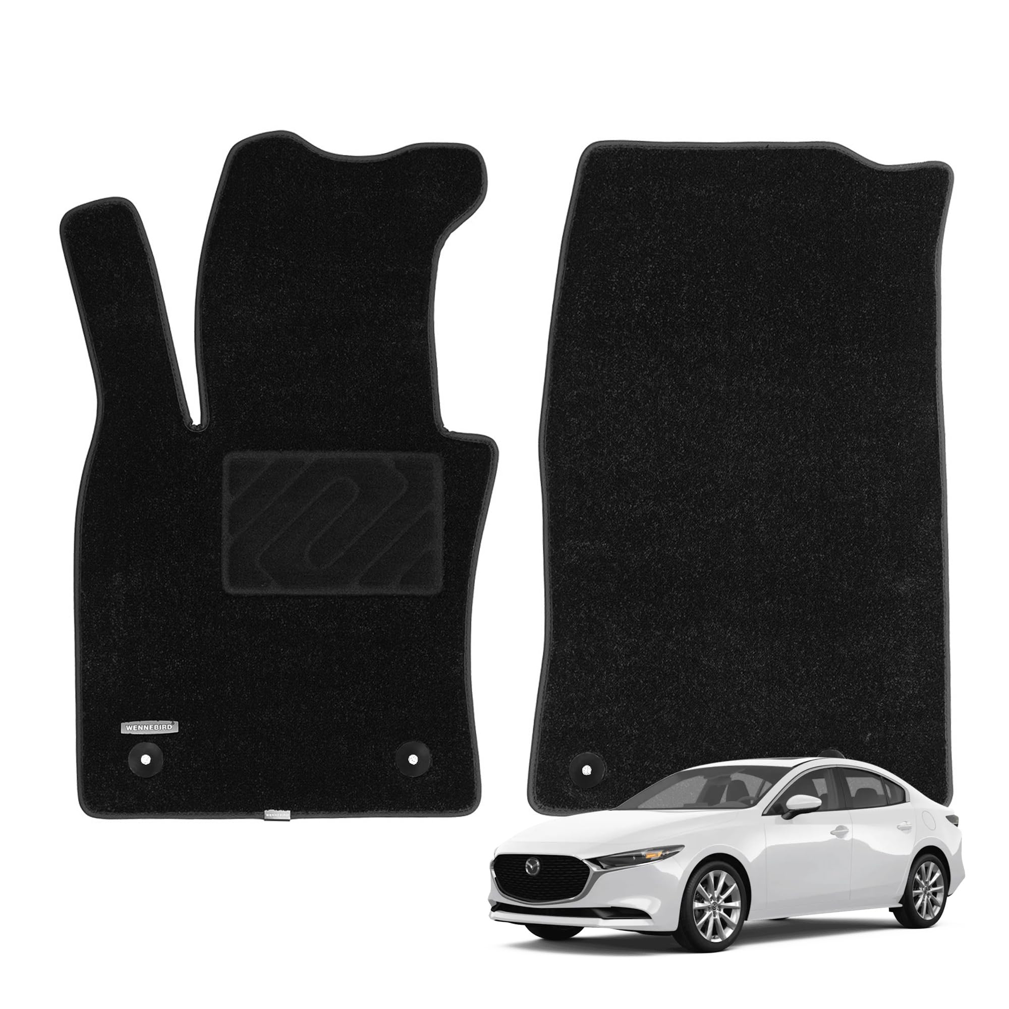 Alfombrillas WENNEBIRD de primera fila para Mazda 3 BP 2019-2025, de 0,5 pulgadas de grosor, antideslizantes, impermeables y de primera calidad, para todo tipo de clima, 2 unidades