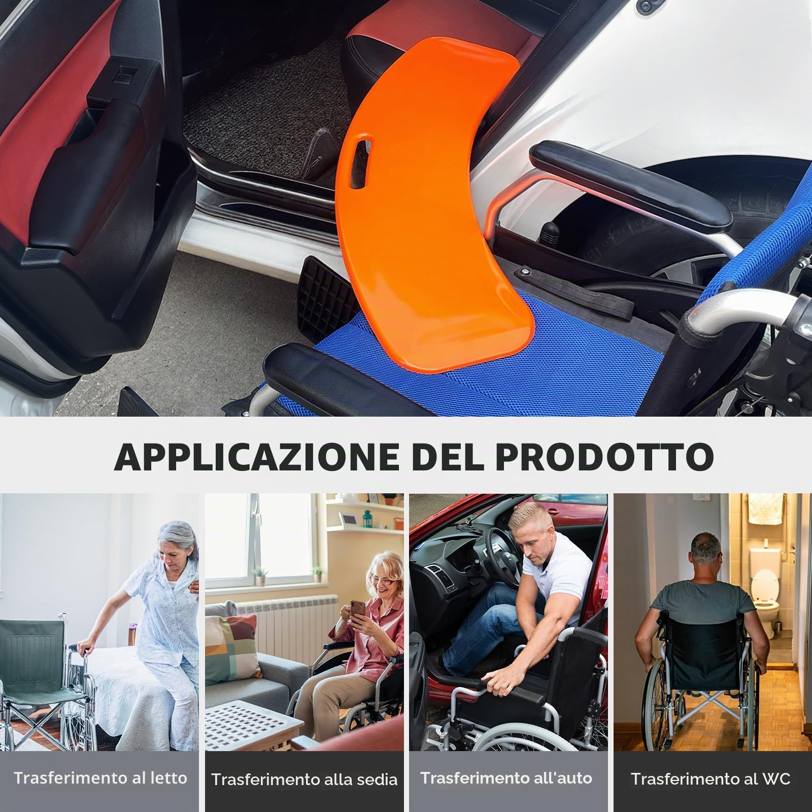 LOSCHEN tavola di trasferimento, scorrevole paziente per il trasferimento di pazienti o handica dalla sedia a rotelle al letto, la toilette, la vasca da bagno, l'auto - tavola scorrevole con