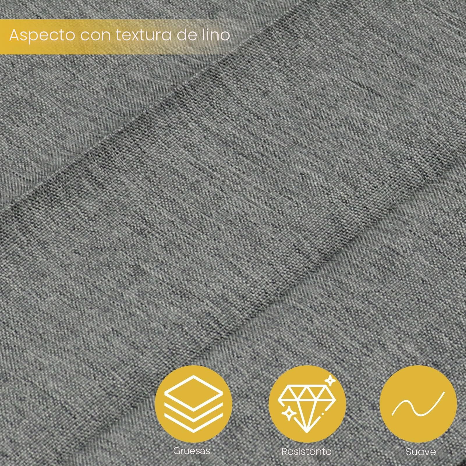 Cortina Ducha de Lino Plegable Impermeable, Gris, 130x200cm | Cortina de ducha magnética antimoho resistente para baño con ganchos , 210 g/m²