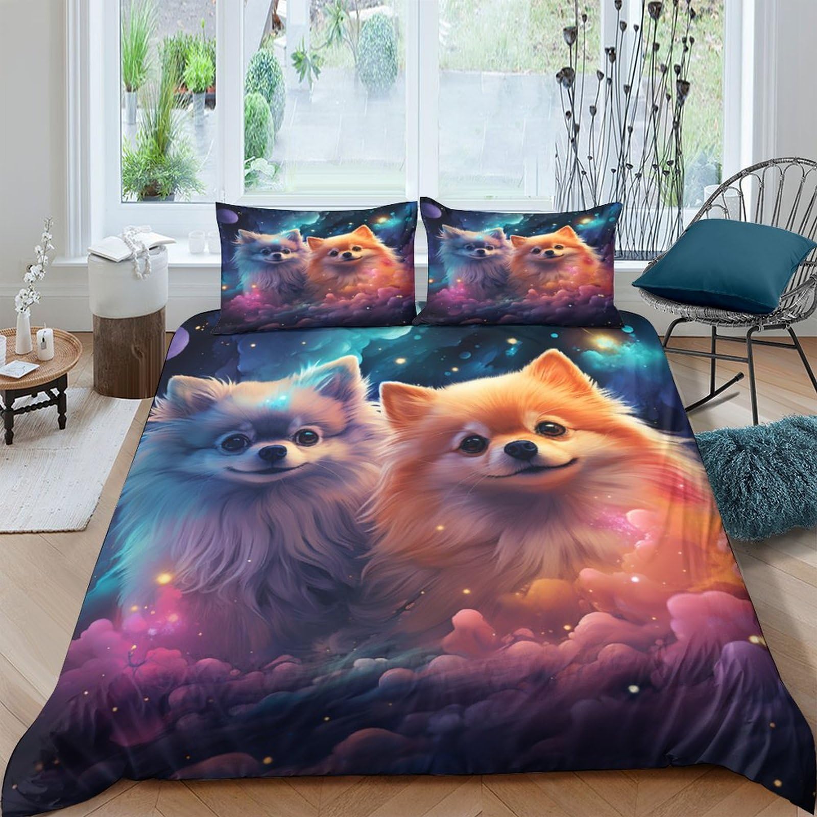 Mignon coton multicolore housse couette 220x240 pour grand lit