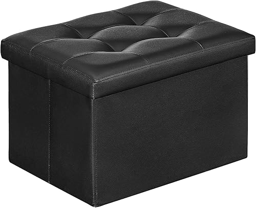 HOOBRO Banco otomano plegable de almacenamiento, otomano de almacenamiento de 16.5 pulgadas, banco de dormitorio con almacenamiento, otomana de