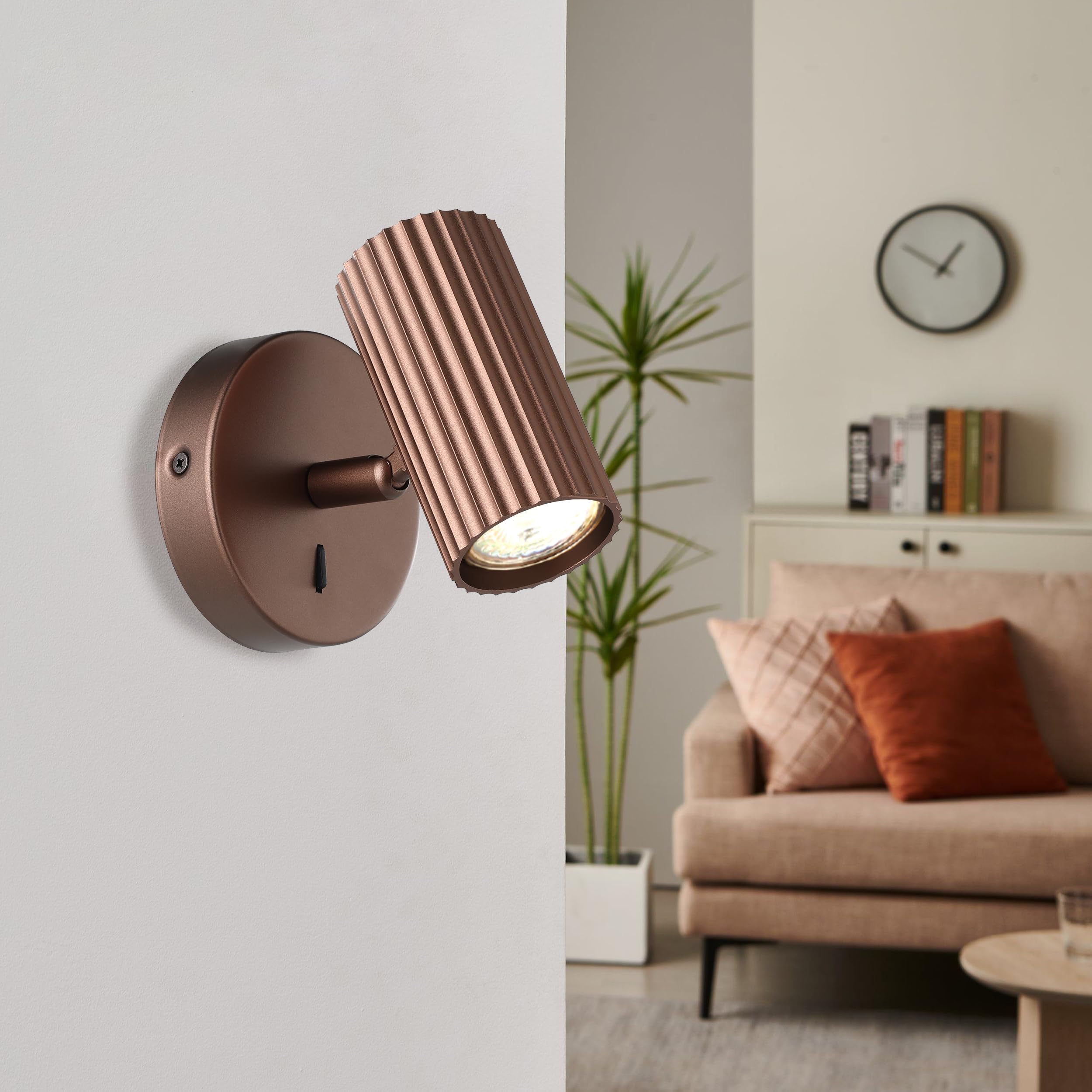 Eglo Applique murale intérieure Portillo, luminaire avec spot orientable, lampe de lecture en métal bronze, douille GU10