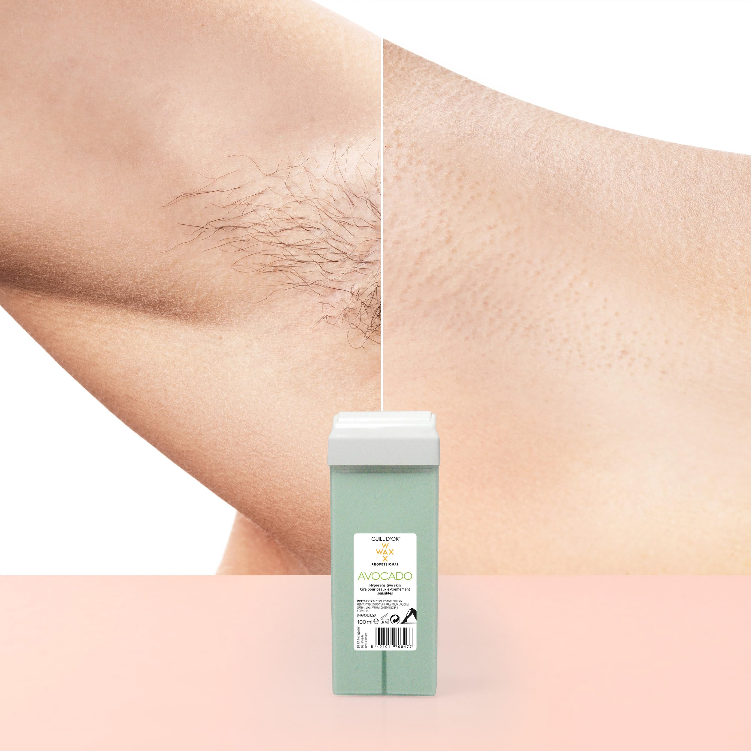 Wkład woskowy o pojemności 100 ml marki Guill Avocado WaxWax Professional Quality do depilacji nóg, pach, ciała. Łatwy w użyciu, do skóry nadwrażliwej, wszystkich rodzajów włosów.