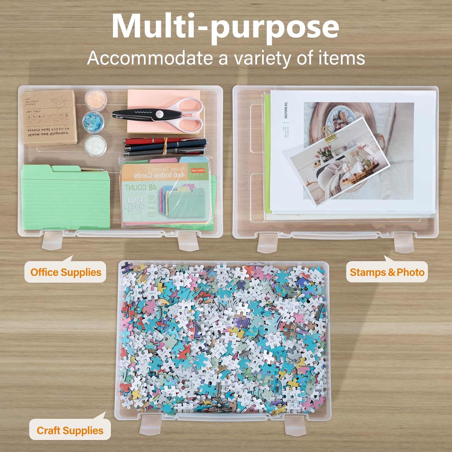 Scrapbook Paper Storage, 4 Pack Stackable Craft Organizers with Handle, Fits More 8.5x11 and School Projects Box, Paper Organizer Storage for Office & Home Organization - Image 6