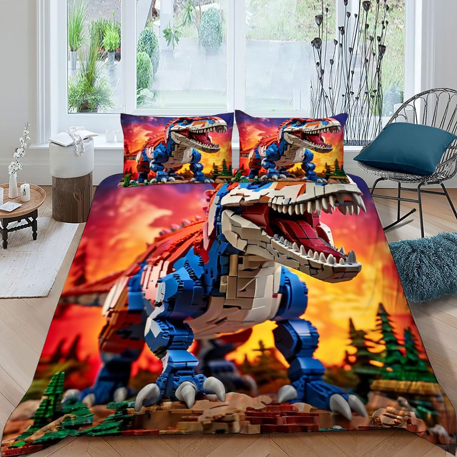 Housse de couette Tyrannosaurus Rex King en microfibre douce pour un couchage sain sans plis