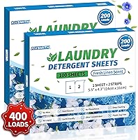 Vista 10 de FIXSMITH Hojas de detergente para ropa – 60 cargas (30 hojas) aroma de lino fresco – Hipoalergénico, tiras de detergente para ropa ecológicas