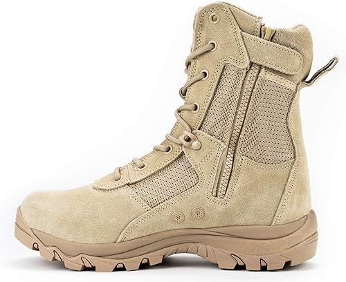 Miniatura 3 de RYNO GEAR CoolMax - Botas militares y tácticas para hombre, botas tácticas de combate militar, de cuero duradero, para trabajo, al aire libre,