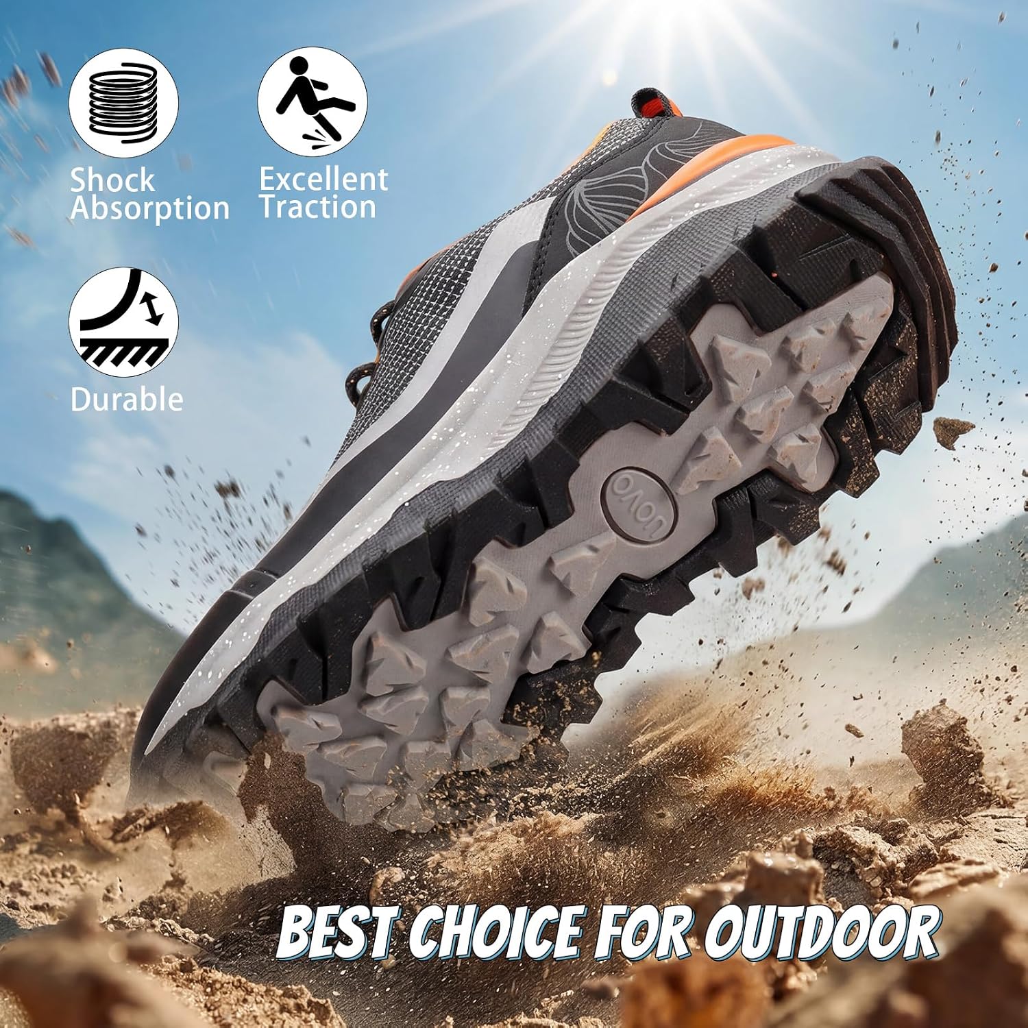 UOVO Boys Girls Running Shoes Kids Waterproof Hiking Trail Fashion Sneakers Breathable Lightweight Non-Slip Outdoor Walking Sports Shoe
