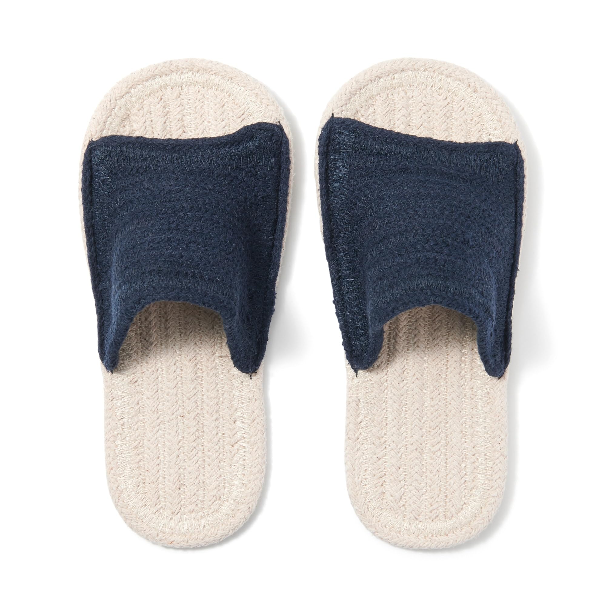 無印良品 ルームサンダル・前あき XL／26.5～28cm用・生成×ネイビー 2…