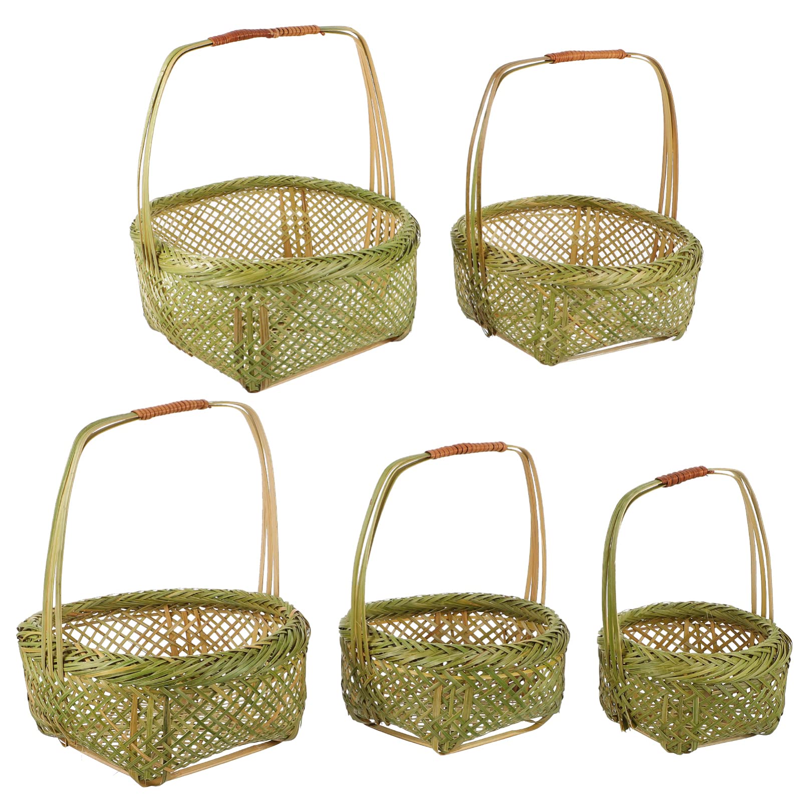 Alipis Cesta de Picnic de Bambú Tejido con Asa, Juego de 5 Piezas