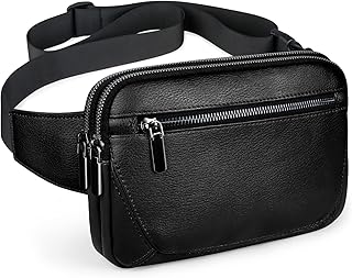 Leather Fanny Packs for Women Fashionable Plus Size Black Fanny Pack for Men Cute Crossbody Bags Belt Bag Waist Pack with Large Capacity Casual Hip Bum Bag for Disney (Black Leather Fanny Pack)