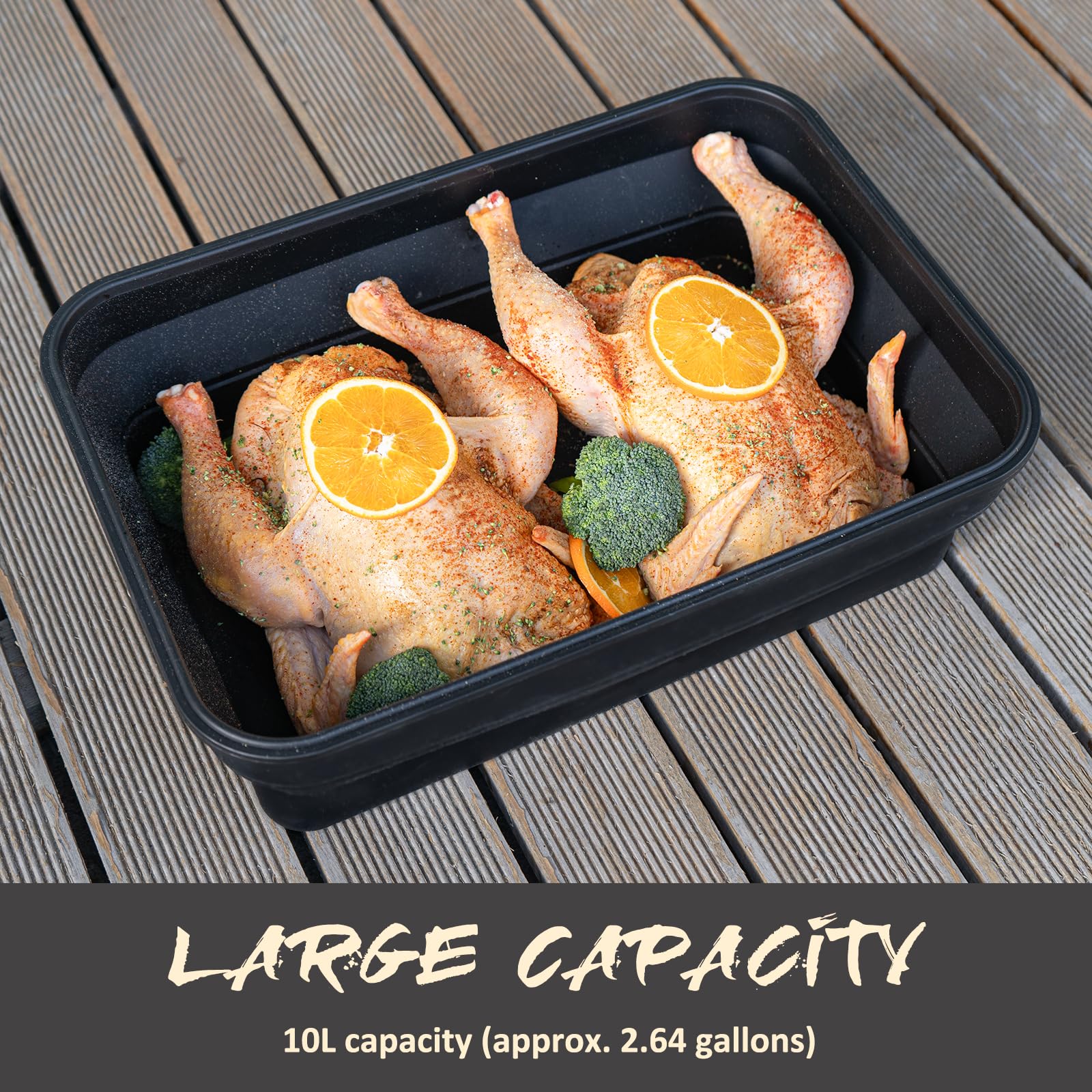 Contenedor de marinado plegable XL, accesorio de parrilla de gran capacidad, perfecto para barbacoas y fiestas, preparación de adobo y salmuera, juego de recipientes plegables de silicona para 2