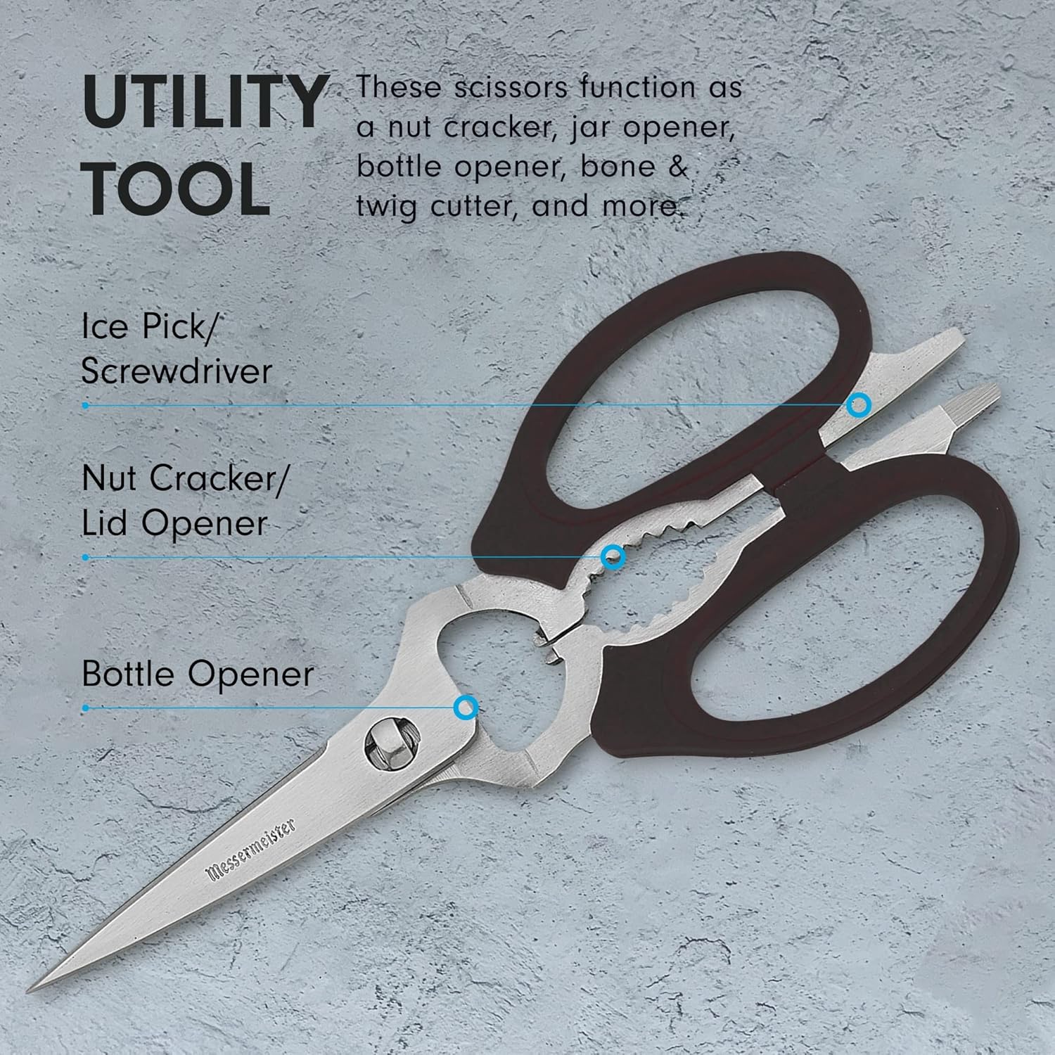 Mermeister 8-Inch Take-Apart Kitchen Scissors, Bla - Includes