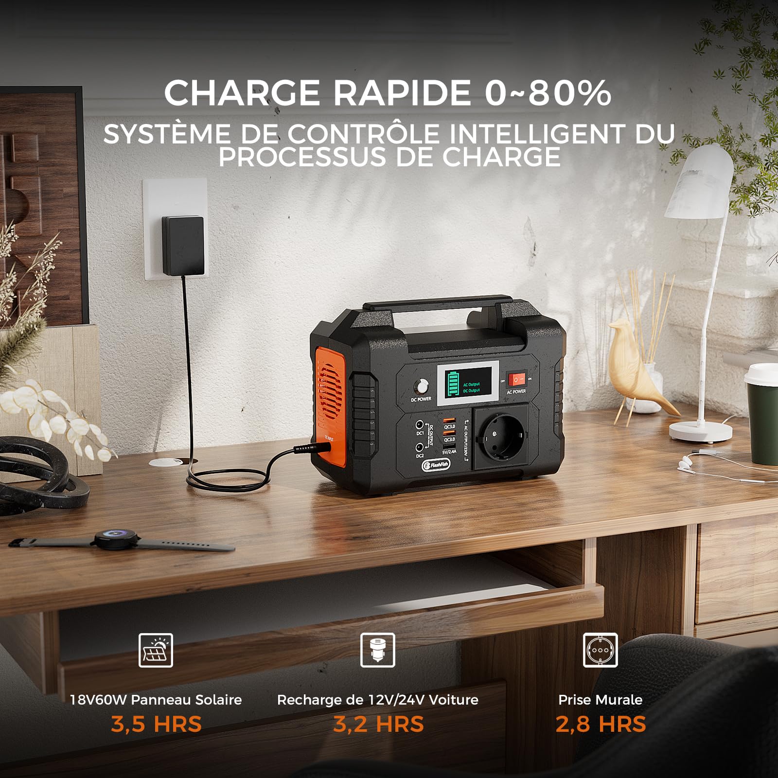 Generateur Électrique Portable 151 Wh, Générateur Solaire 200W, Batterie de Secours 230V, Station Électrique pour Caravanes, Garage, Jardin, Camping,Balcon (les panneaux sont en option)