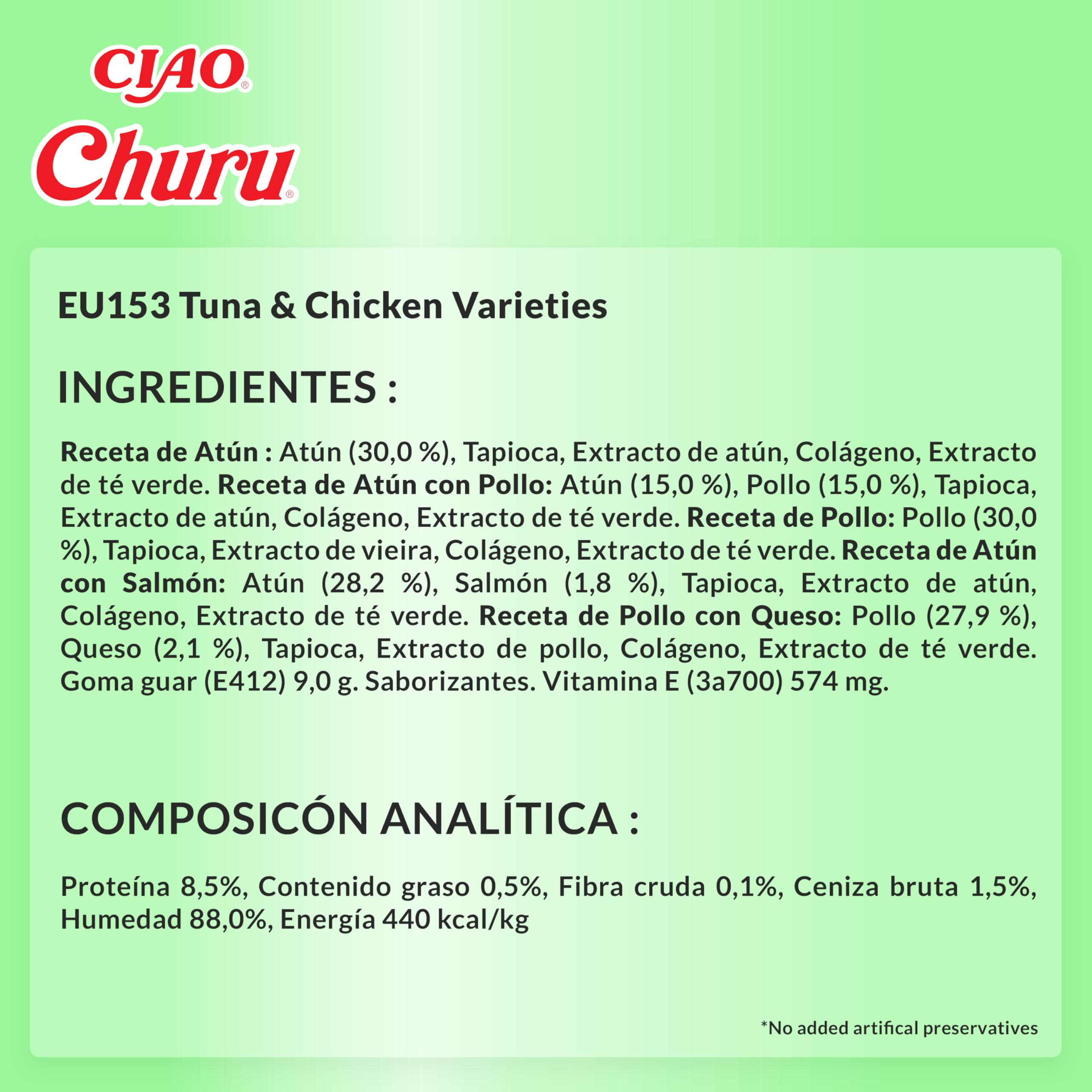INABA Churu Gatos - Receta de Atún con Pollo - Snacks Saludables - Deliciosos Premios con Textura Suave y Cremosa - Natural, Sin Cereales, Sin Conservantes, Sin Colorantes - 700g (50x14g)