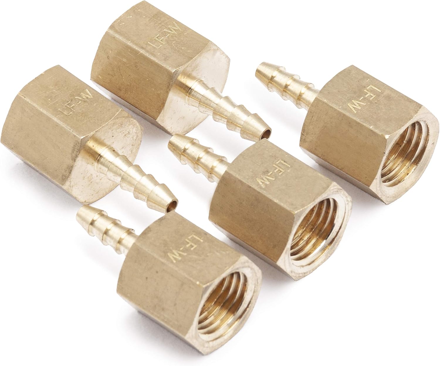 LTWFITTING No Lead Brass Fitting Coupler/Adapter 1/8" Hose Barb x 1/4" Female NPT Gas (Pack of 5)