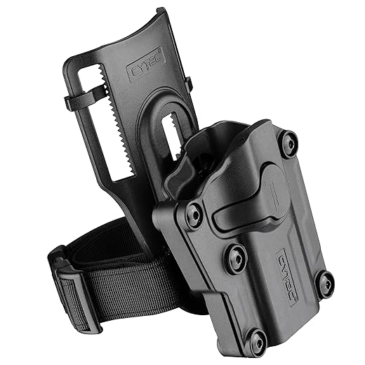 Universal OWB Holster with Low Ride Belt Loop - Compact & Full Size Pistol Carrier | Index Finger Released | Adjustable Cant | Autolock | Outside Waistband Carry | Matte Finish Black -Right Handed