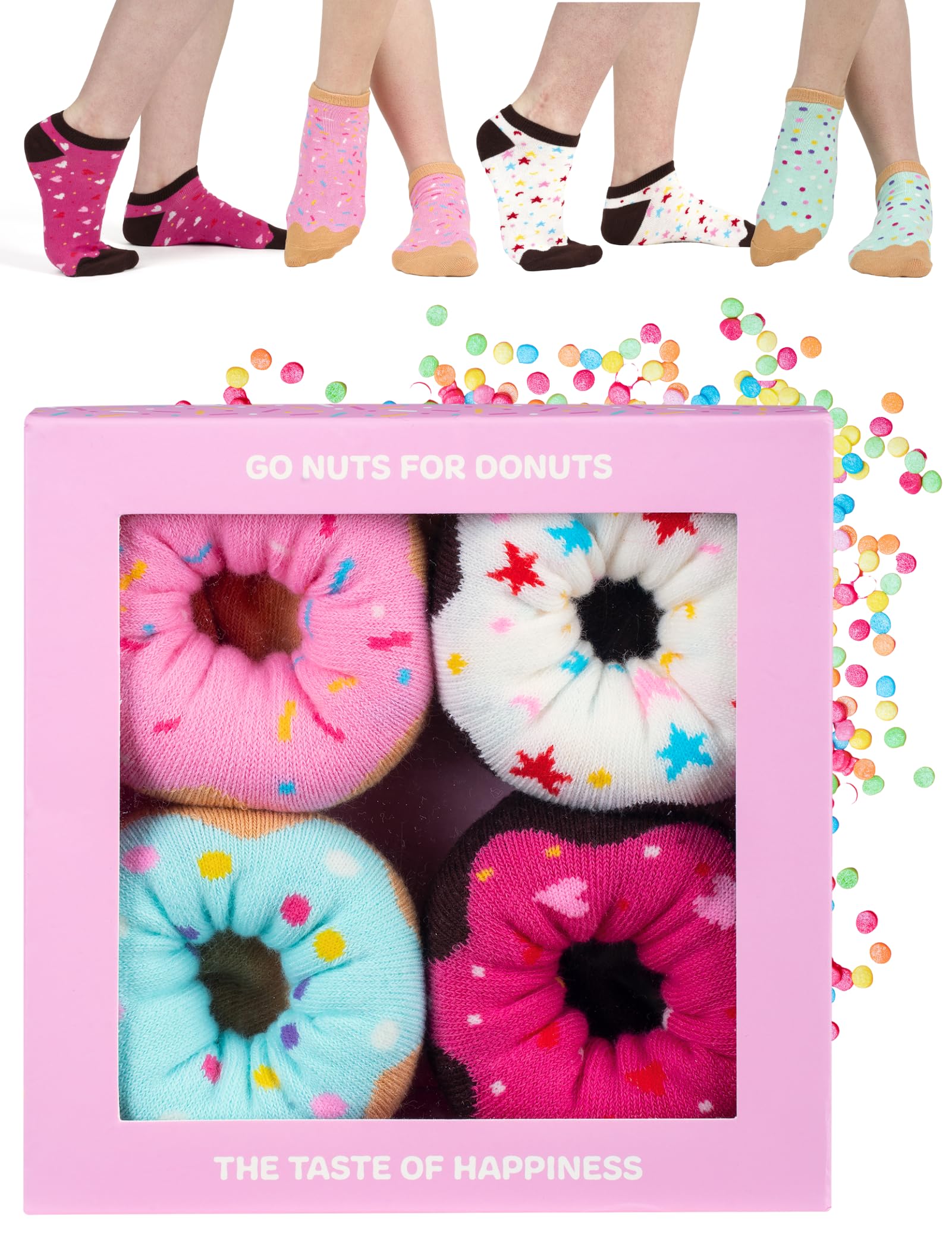 soxo Donut Socks Women Funny Ladies Gift Ideas Long Womens Sock Women's Funky Gifts 2.5-6.5 Multicolour 4 Pairs