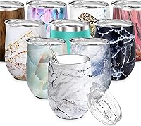 Vista 15 de THILY Vaso de vino aislado de acero inoxidable de 12 onzas, copa de vino sin tallo con tapa deslizante y popote de metal, taza de viaje que mantiene