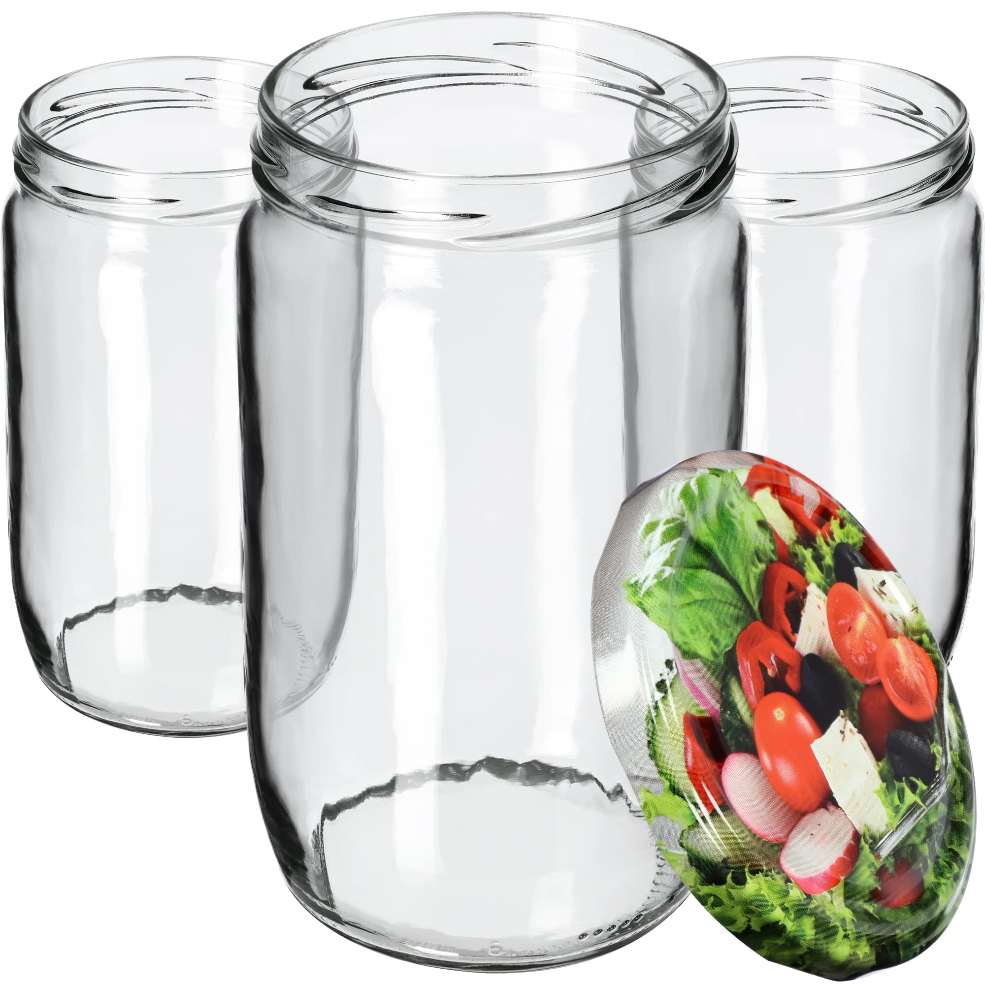 KADAX Lot de 48 grands bocaux en verre 720ml Ø82 – couvercle à vis hermétique, pour conserves, cornichons, légumes lacto-fermentés et confitures maison
