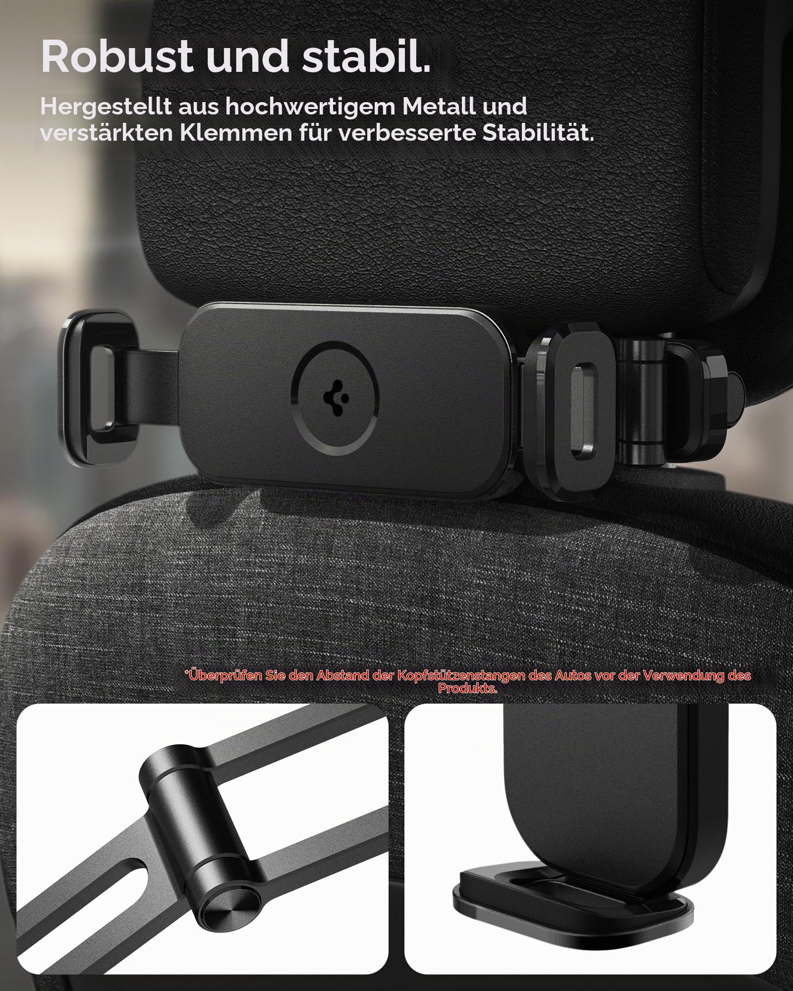 Spigen OneTap Universal Tablet Halterung Auto, Ausziehbare KFZ-Kopfstützenhalterung, 360° Drehung für iPad Pro Air Mini, Galaxy Tabs, Amazon Fire HD 10 Kids Hülle, Smartphone und 4,7-13 Zoll Geräte | 11.9 cm-32.8 cm Tablet Halterung, für iPad Pro/Air/Mini