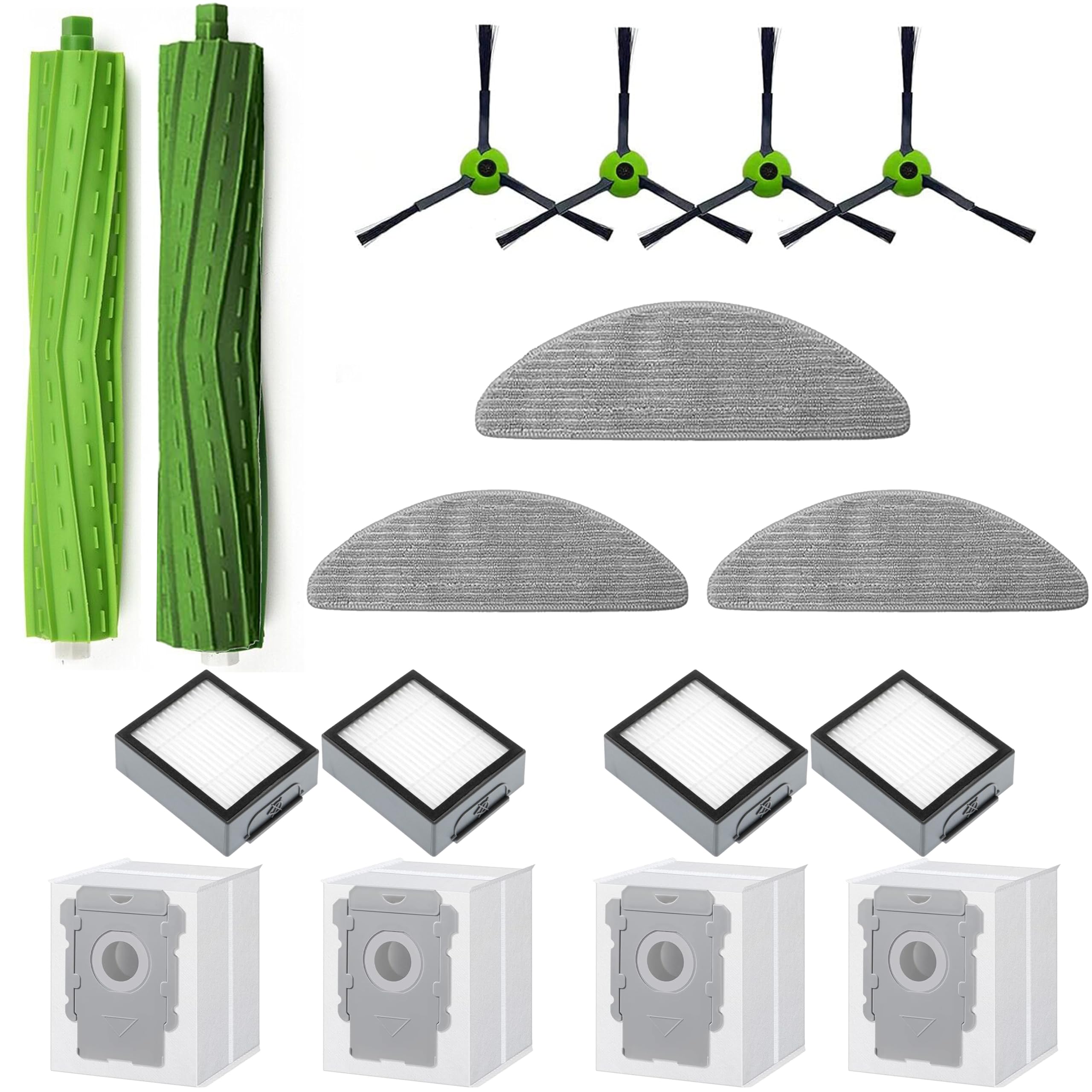 JoyBros Accessories Compatible for Combo j5+ i5+ Puls Versions Vacuum Cleaner 1 Set Roller Brushes 4 HEPA Filters 4 Side Brushes 4 Dust Bags 3 Mopping pads