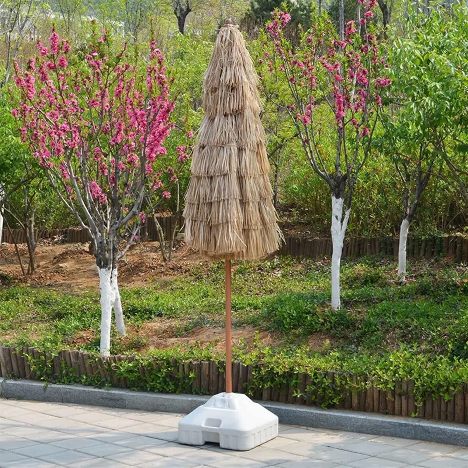 Rund Ø145cm Strandschirm Neigbar Tropisch Hawaiischirm Simulation Strohgedecktes Dach UV-Schutz for Garten Außenbereich