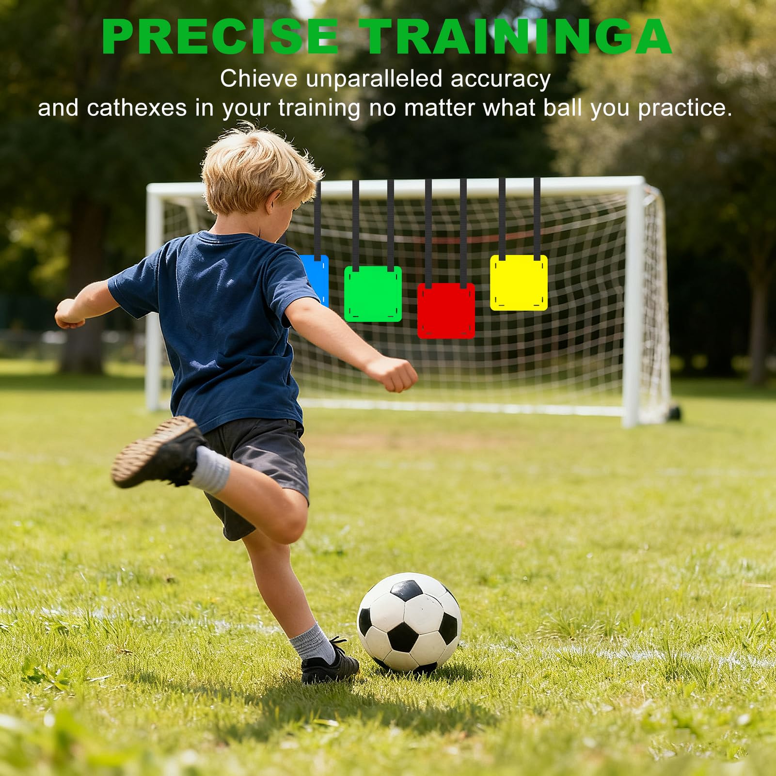 Set di 4 bersagli per cancelli, calcio accessori con 16 bande regolabili, per allenamento calcio, precisione, reazione e tiro, per bambini e ragazzi