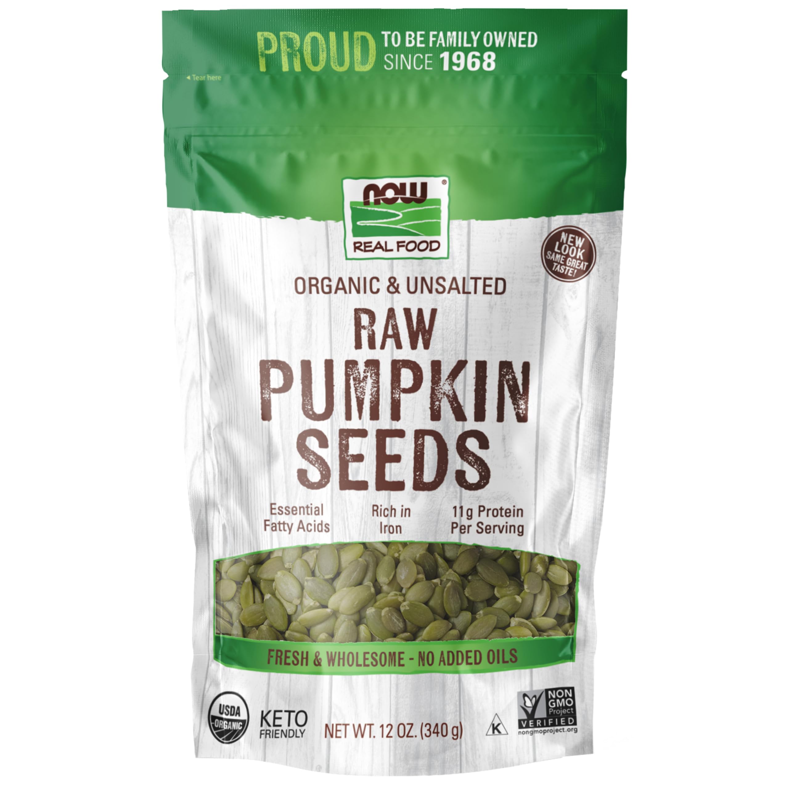 NOW Foods Organic Pumpkin Seeds, 12-Ounce