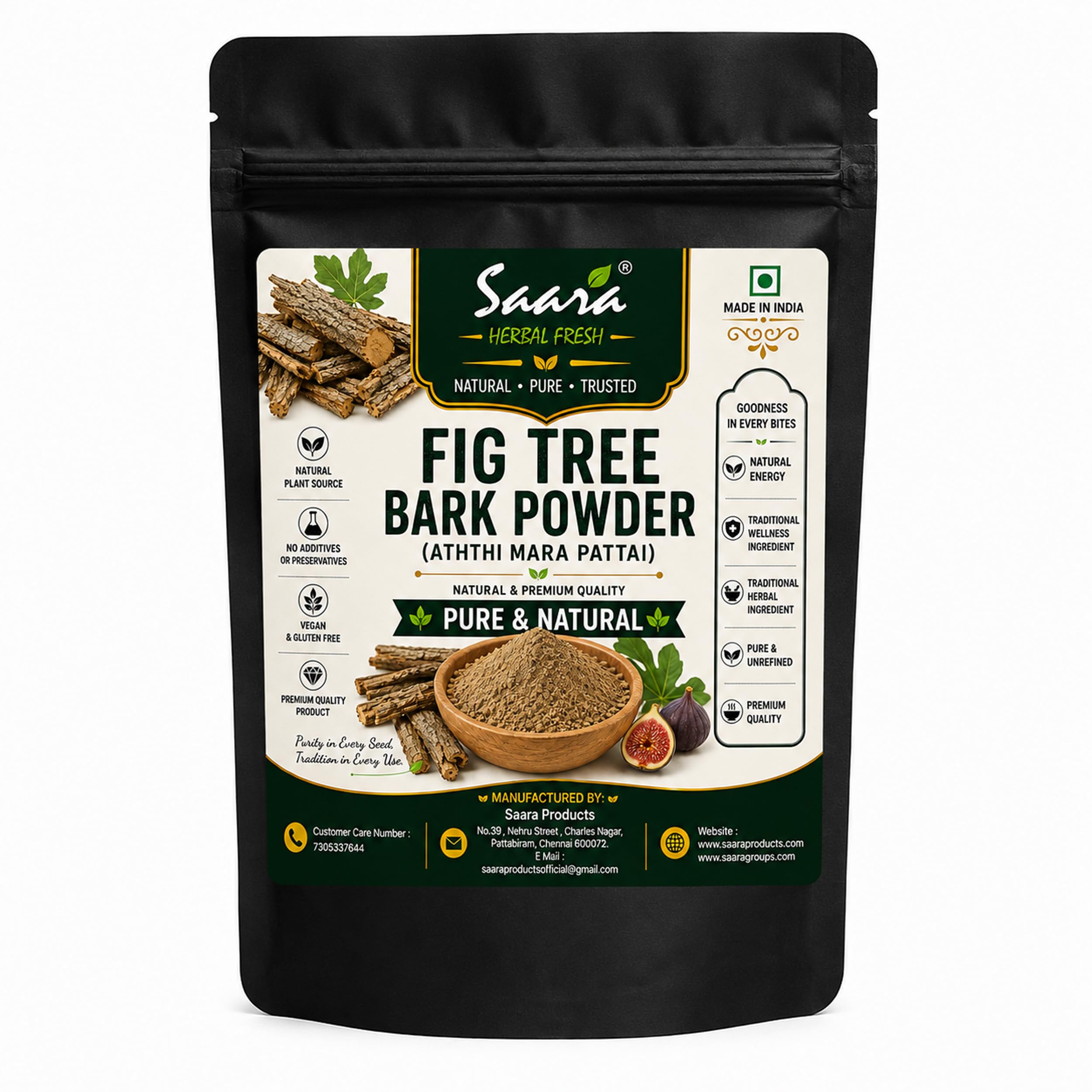 Athi Pattai Powder 900g, Fig Tree Bark Powder, Ficus Racemosa, Aththi Mara Pattai Powder, Rich in Fiber, 900g (Pack of 9 X 100gm) Brown-image-23