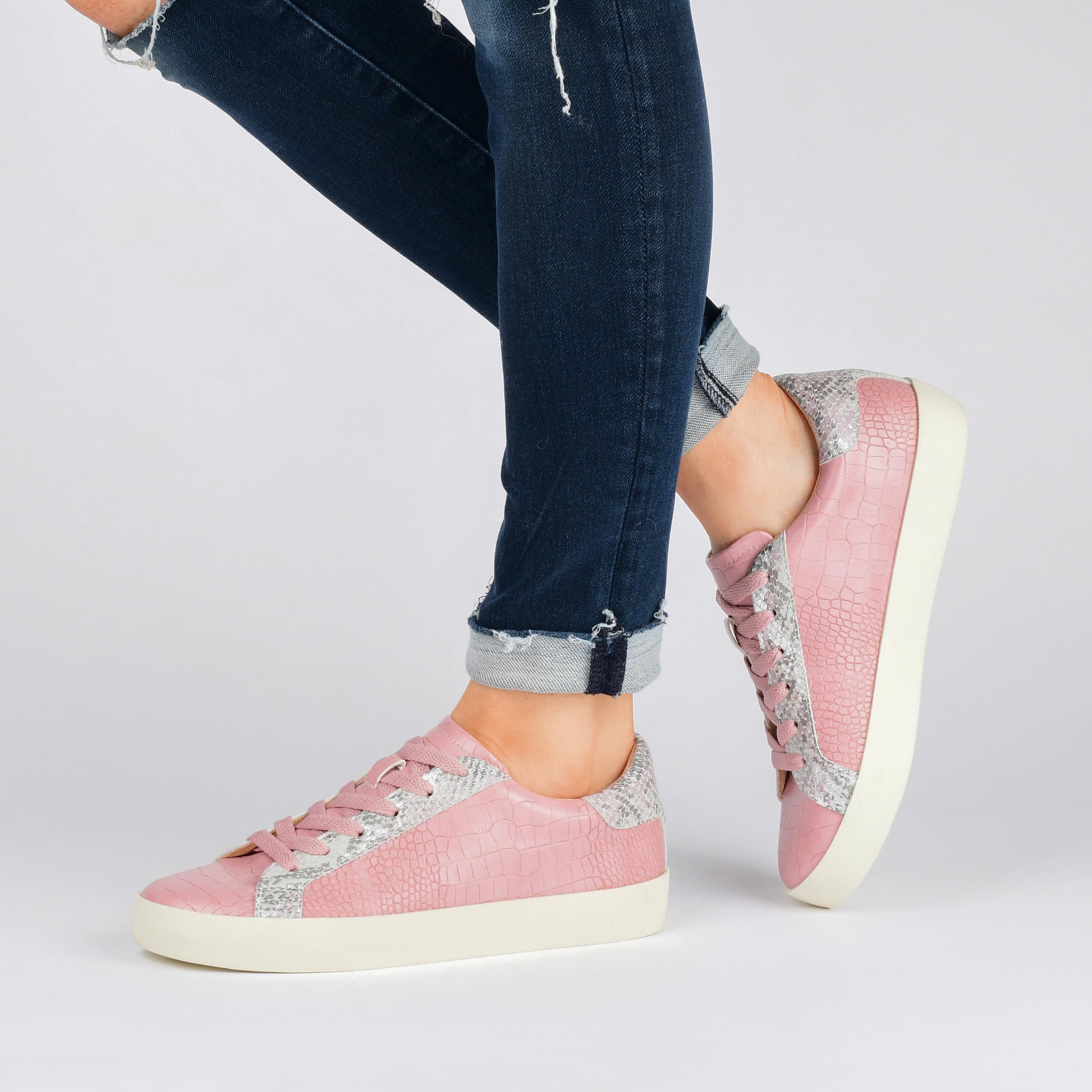 Journee Collection Zapatillas casuales y de moda para mujer, azul (Azul / Patchwork), 41 EU